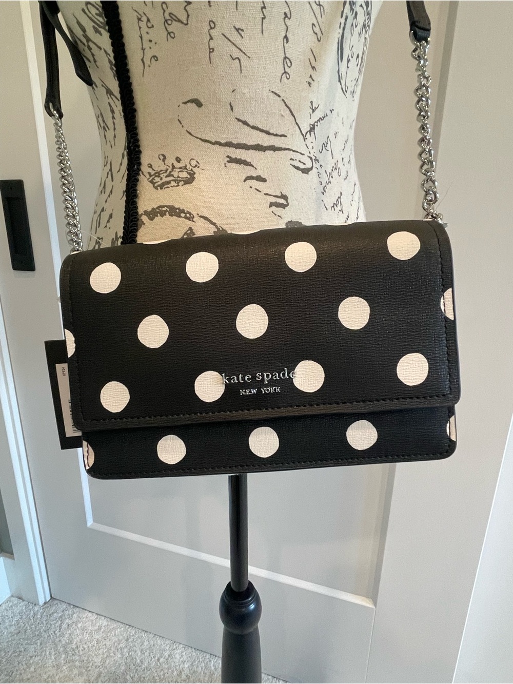kate spade Black and Cream Polka Dot Crossbody Bag